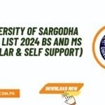 University of Sargodha Merit List 2024 BS and MS (Regular & Self Support)