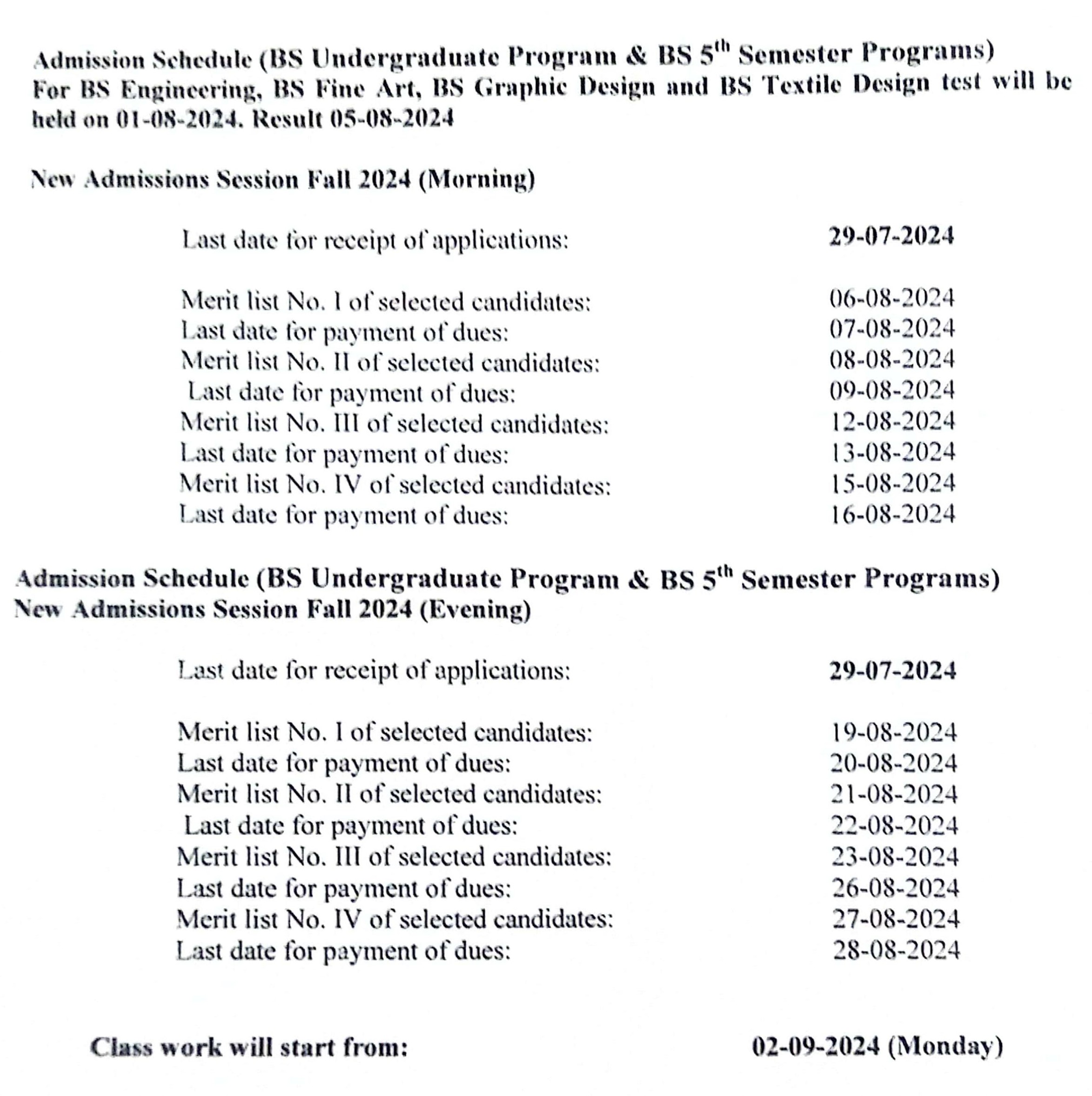 BZU revised-admission and merit list-schedule-(bs-undergraduates-and-bs-5th-semester