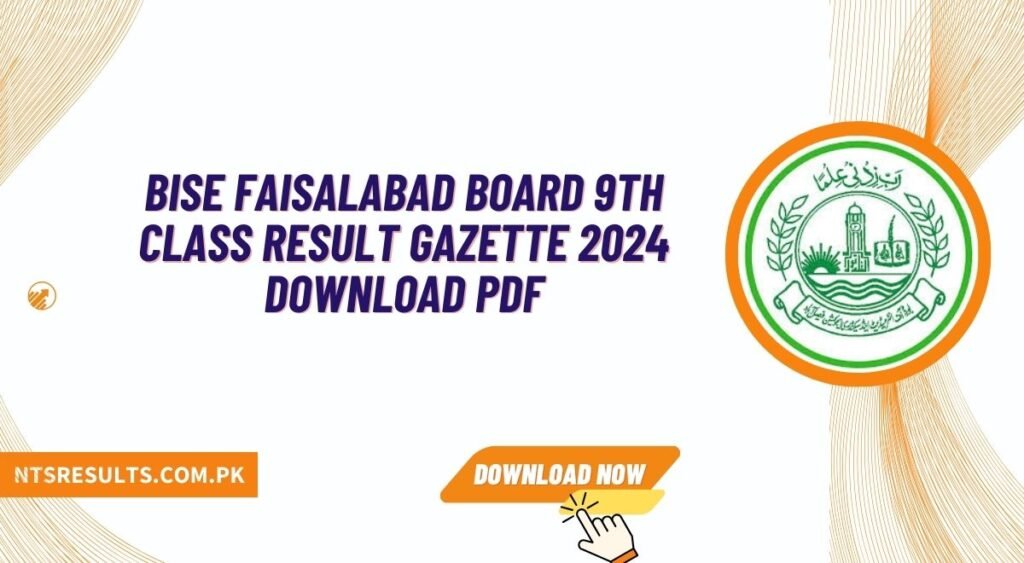 BISE Faisalabad Board 9th Class Result Gazette 2025 Download PDF