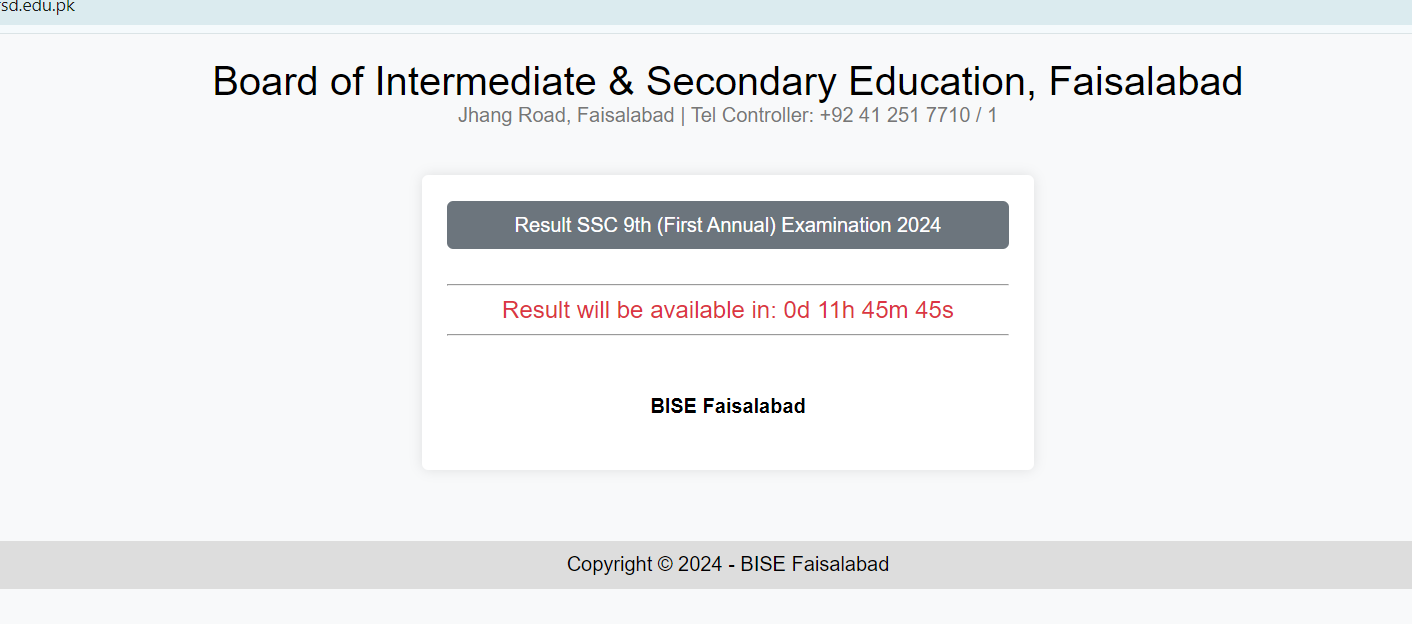 Bise Fsd Result 2025 9th Class